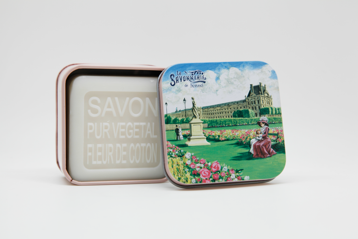 Cotton Flower Soap in "Les Jardins de Louvre" Tin Box 3.5oz