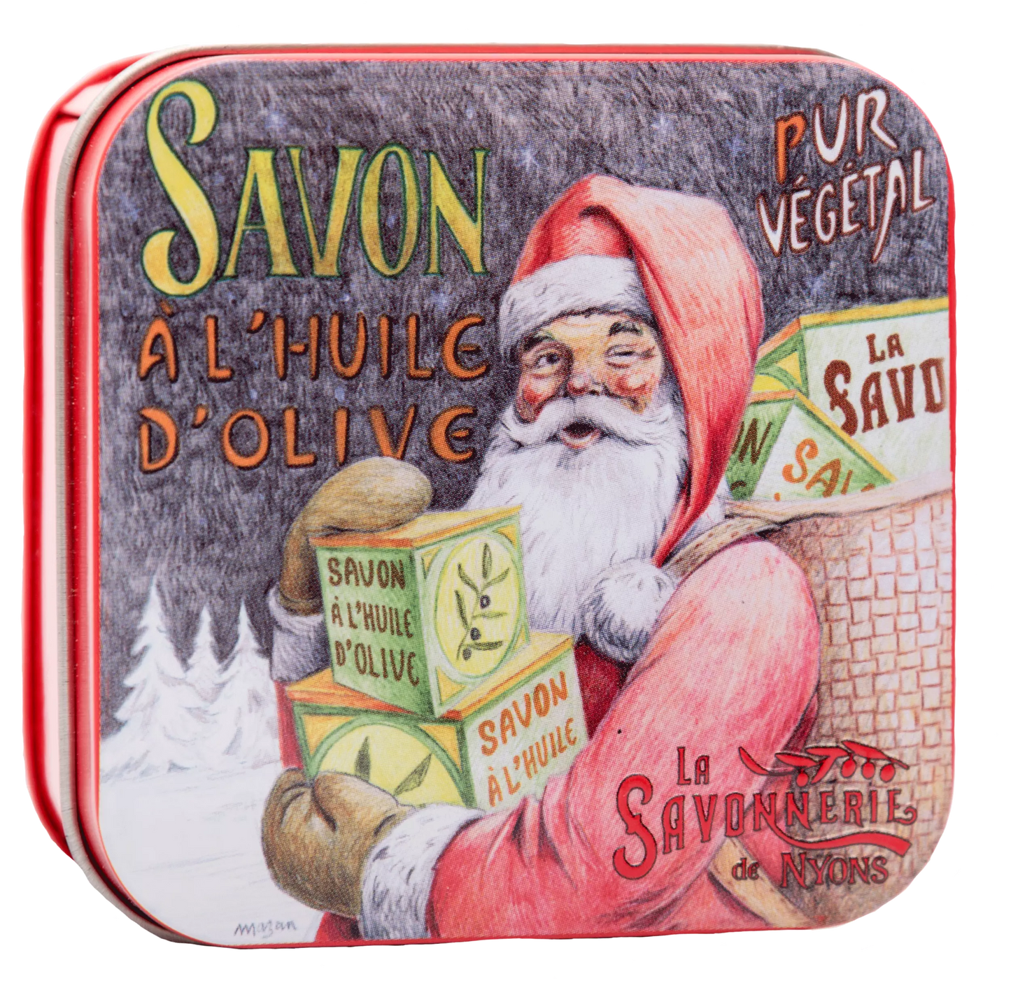 Orange-Cinnamon Soap in "Santa Claus" Tin Box 3.5oz