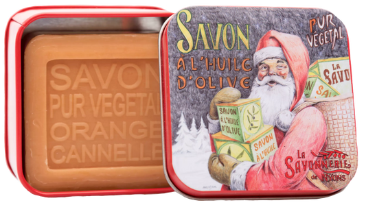 Orange-Cinnamon Soap in "Santa Claus" Tin Box 3.5oz