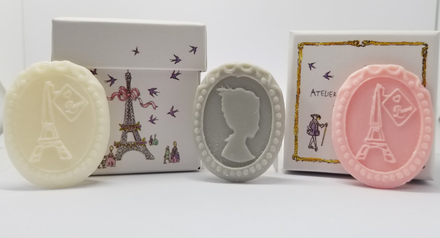 Eiffel Tower Box with 3 Scented Soaps-Cameo and Eiffel Tower