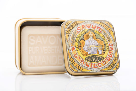 Almond-Scented Soap in "Mucha 1" Tin Box 3.5 oz