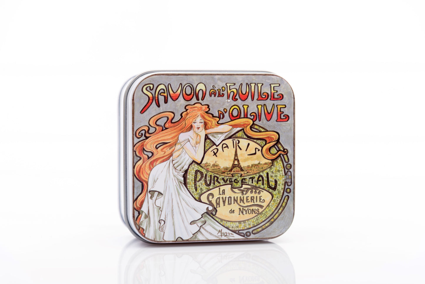 Almond-Scented Soap in "Mucha 2" Tin Box 3.5 oz