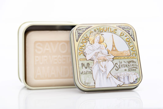 Almond-Scented Soap in "Mucha 3" Tin Box 3.5 oz