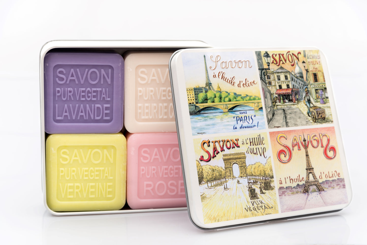 4 x 3.5 oz Soaps in "Views of Paris" Tin Box