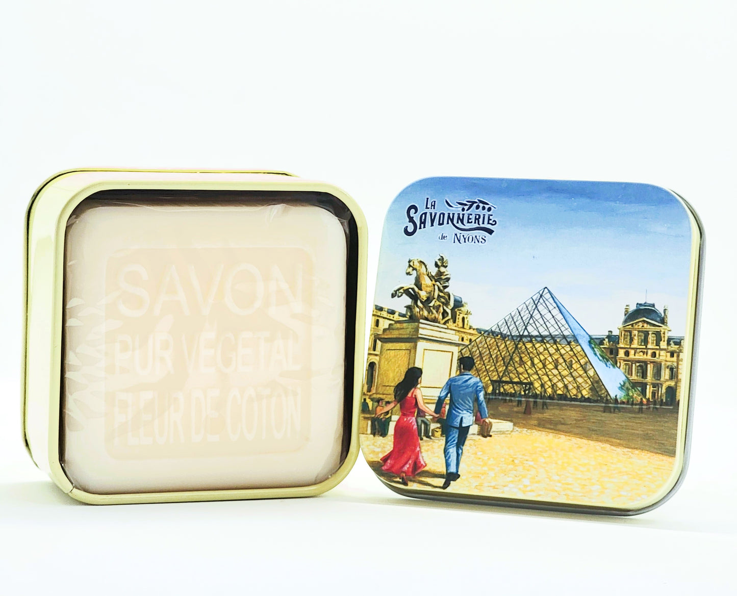 Cotton Flower Soap in " La Pyramide" Tin Box 3.5oz