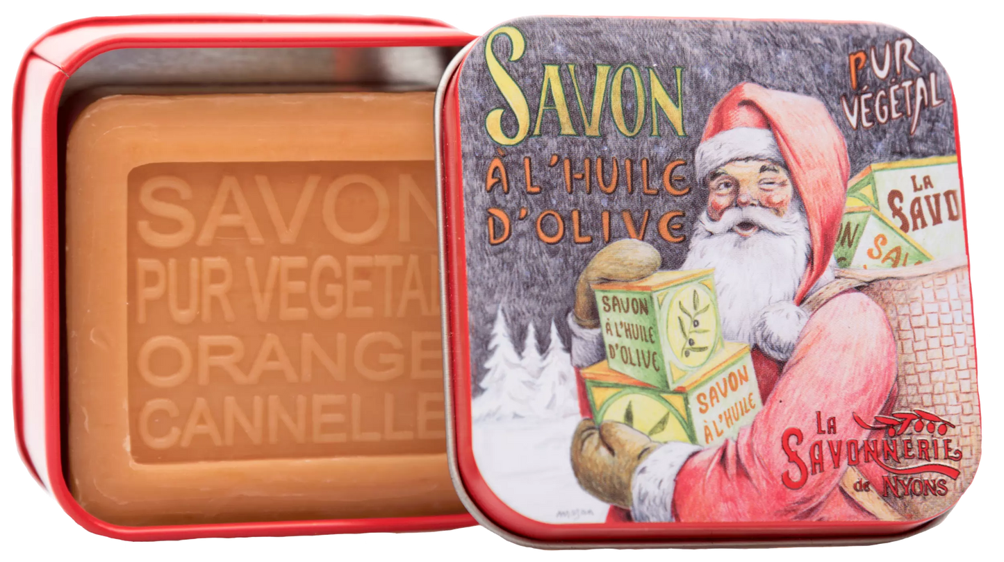 Orange-Cinnamon Soap in "Santa Claus" Tin Box 3.5oz